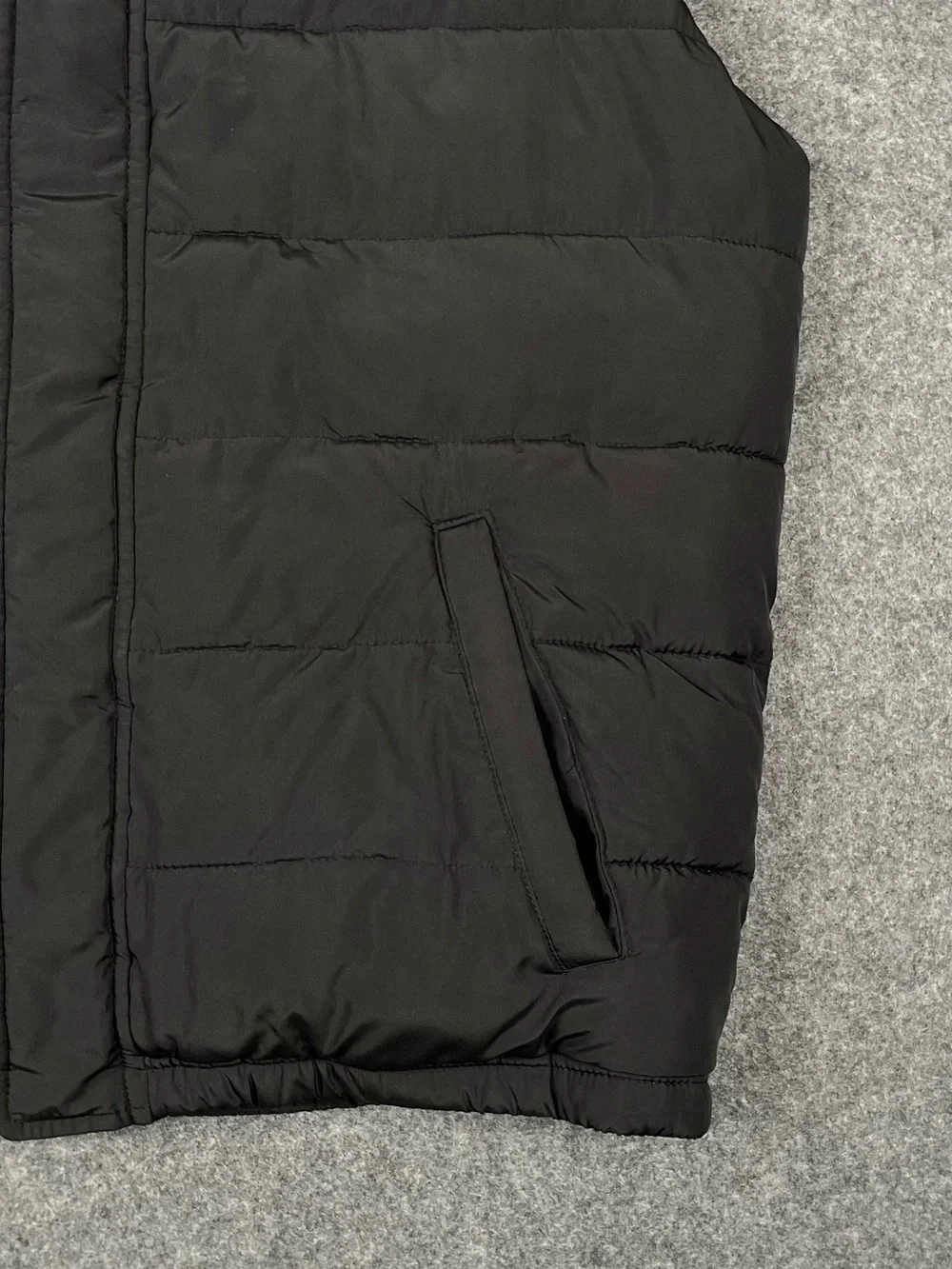 Hollister Puffer Vest Mens XL Black Sherpa Fur Lined Full Zip Y2K Ski Casual